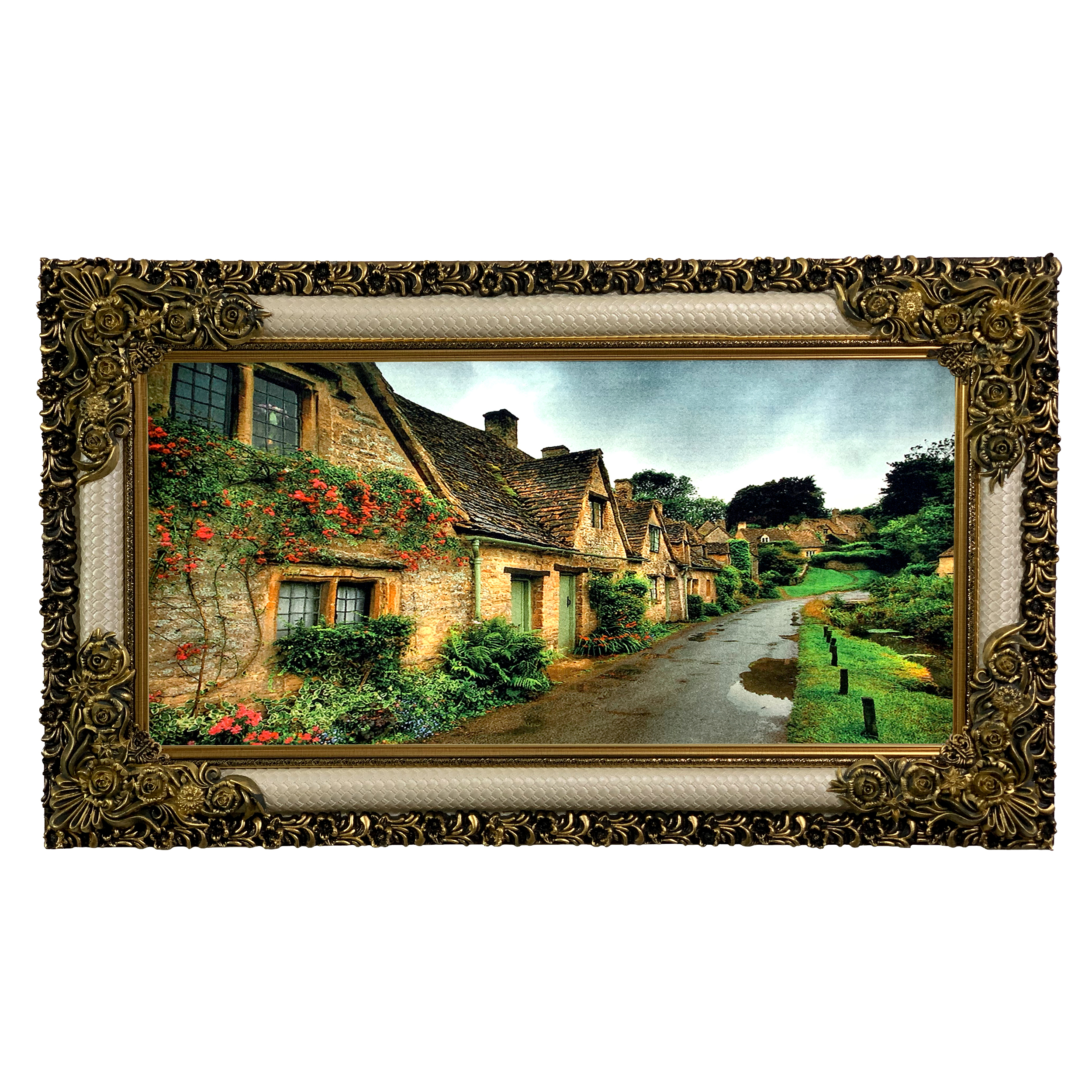 تابلو فرش ماشینی طرح پس از باران با قاب شاپرک