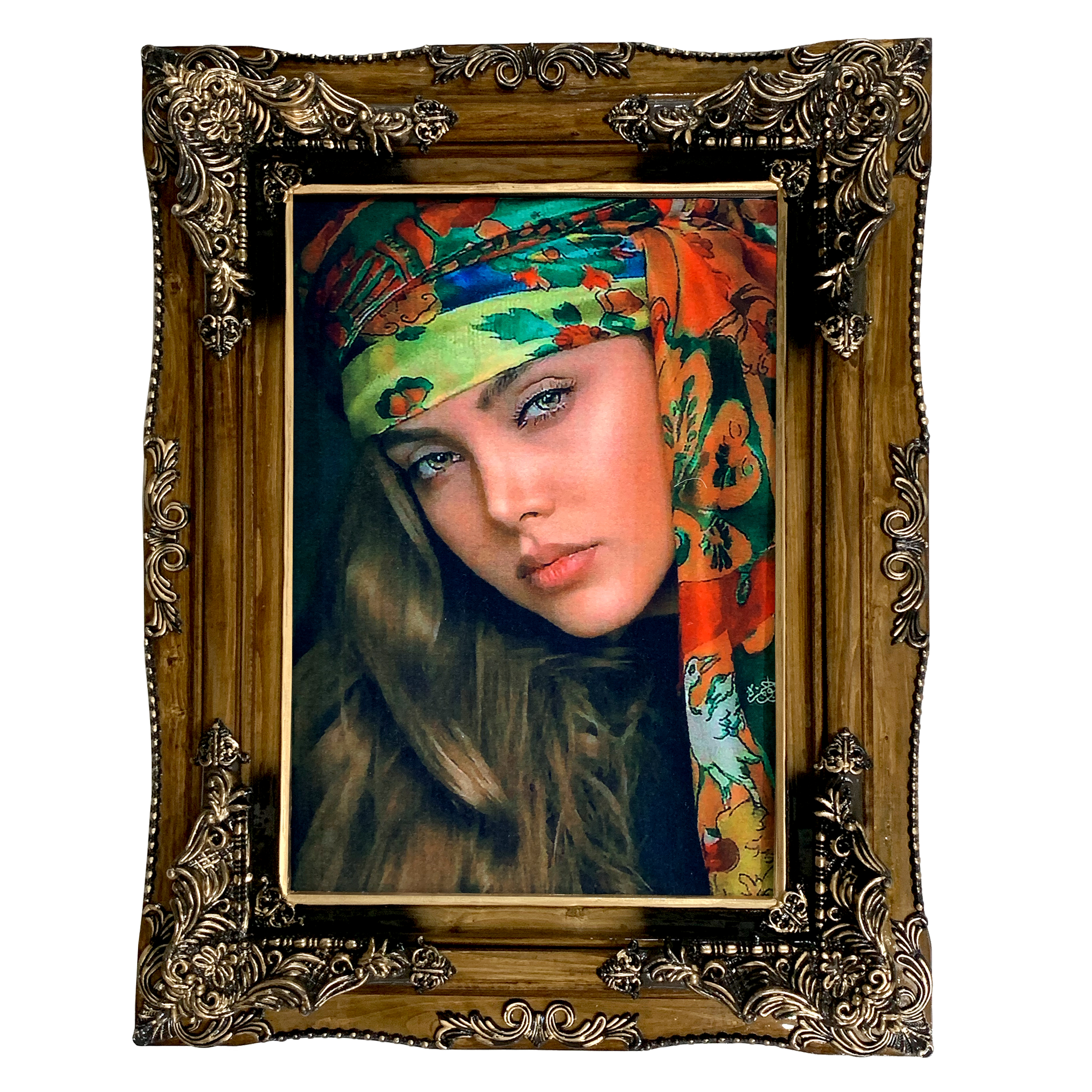 تابلو فرش ماشینی طرح دختر عشایری