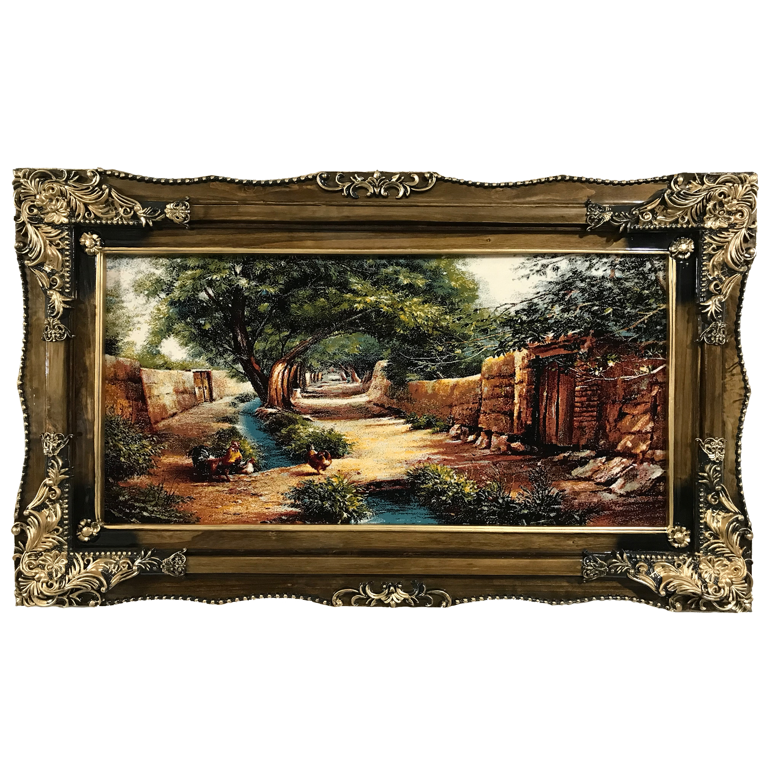 تابلو فرش ماشینی 1200 شانه طرح کوچه باغ