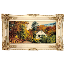 تابلو فرش ماشینی 700 شانه با قاب رنگ استخونی