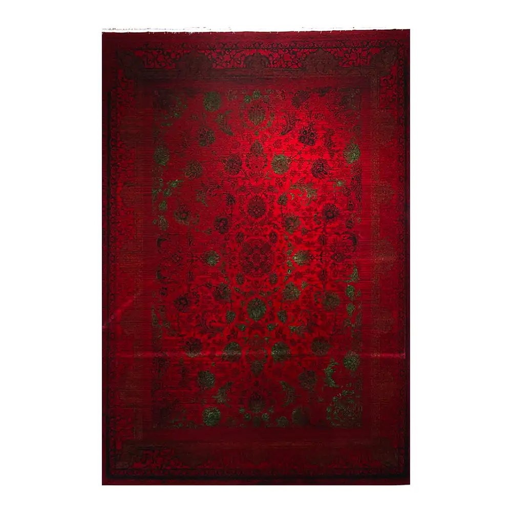 فرش ماشینی 700 شانه نگین فیروزه مدل افشان یاس لاکی ارغوانی