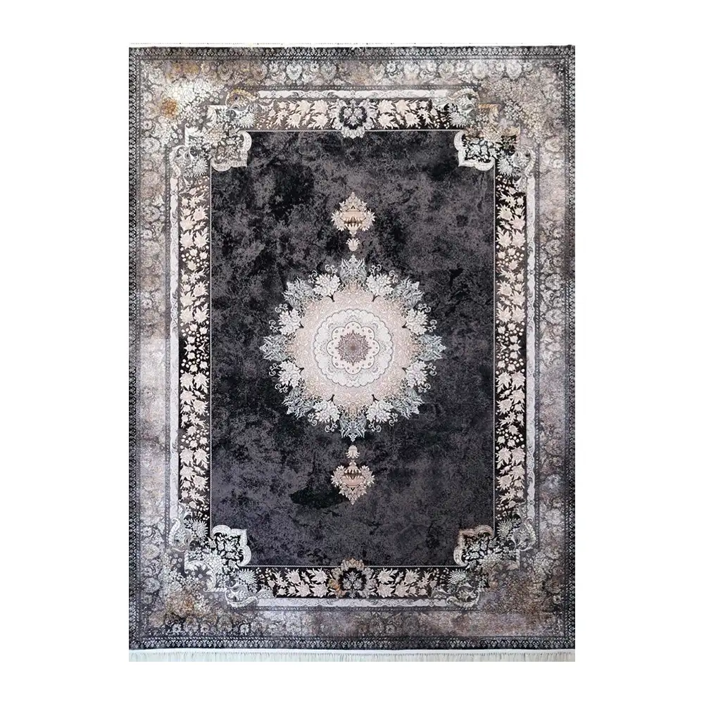 فرش ماشینی 700 شانه نگین فیروزه مدل دیدار سرمه ای