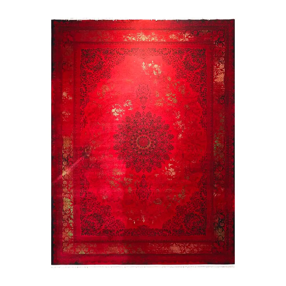 فرش ماشینی 700 شانه نگین فیروزه مدل والیا لاکی ارغوانی