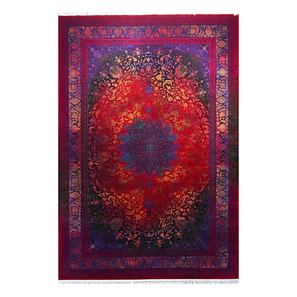 فرش ماشینی 700 شانه نگین فیروزه مدل روژان لاکی ارغوانی