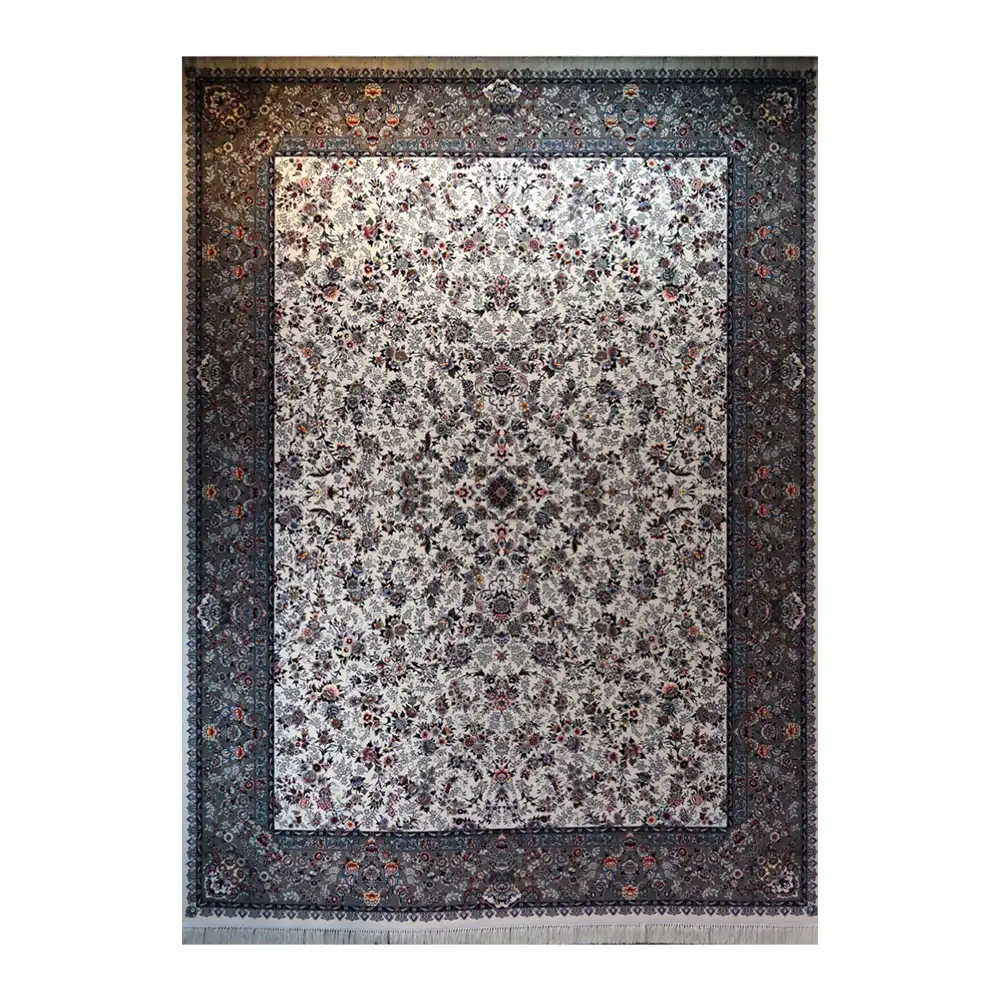 فرش ماشینی 700 شانه نگین فیروزه مدل آرمیتا کرم