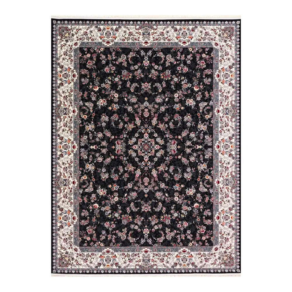 فرش ماشینی 700 شانه نگین فیروزه مدل آرمیتا سرمه ای