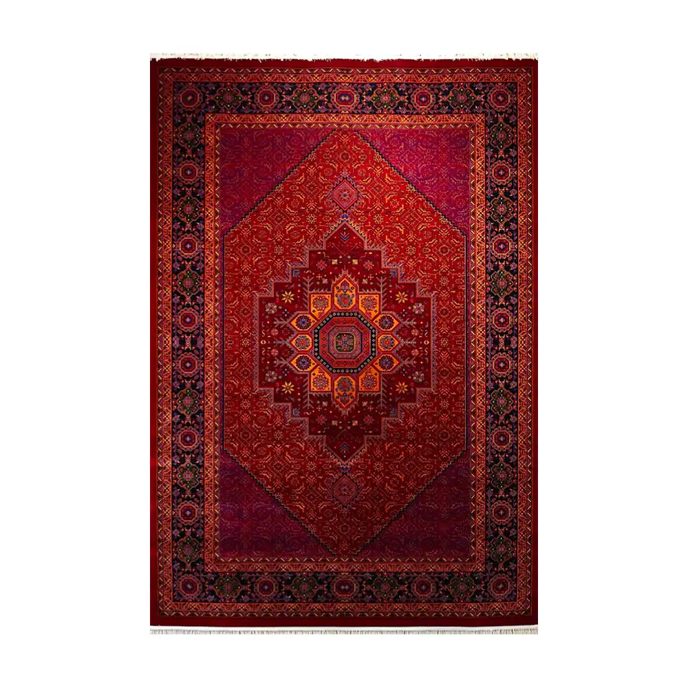 فرش ماشینی 700 شانه نگین فیروزه مدل جانا لاکی ارغوانی