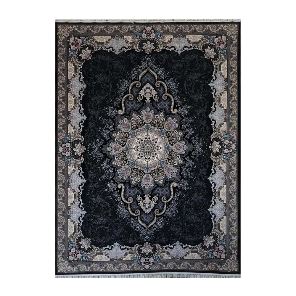 فرش ماشینی 700 شانه نگین فیروزه مدل درسا سرمه ای