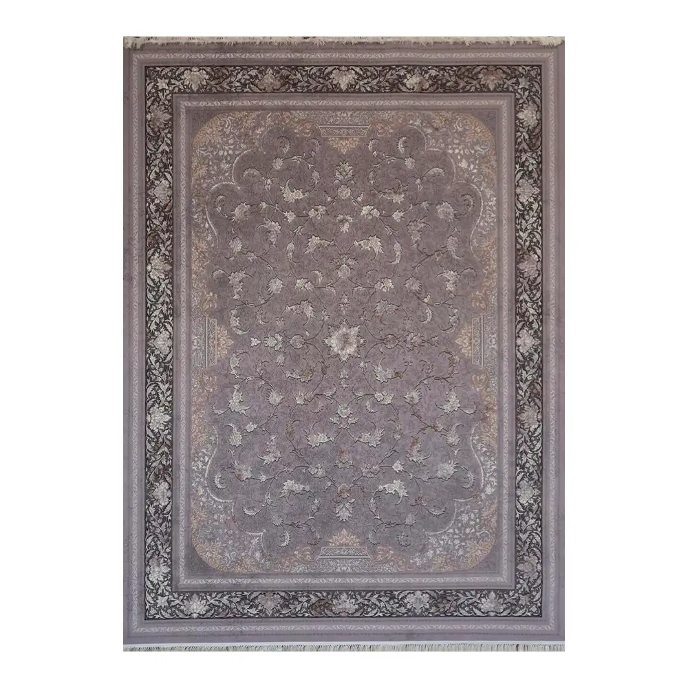 فرش ماشینی 700 شانه نگین فیروزه مدل ارسلان نقره ای