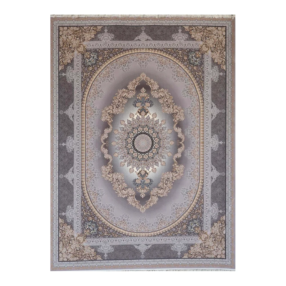 فرش ماشینی 700 شانه نگین فیروزه مدل کارن نقره ای