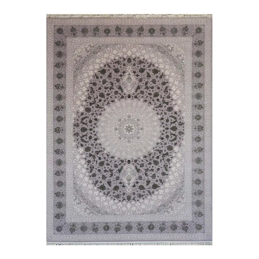 فرش ماشینی 700 شانه نگین فیروزه مدل دانیال نقره ای