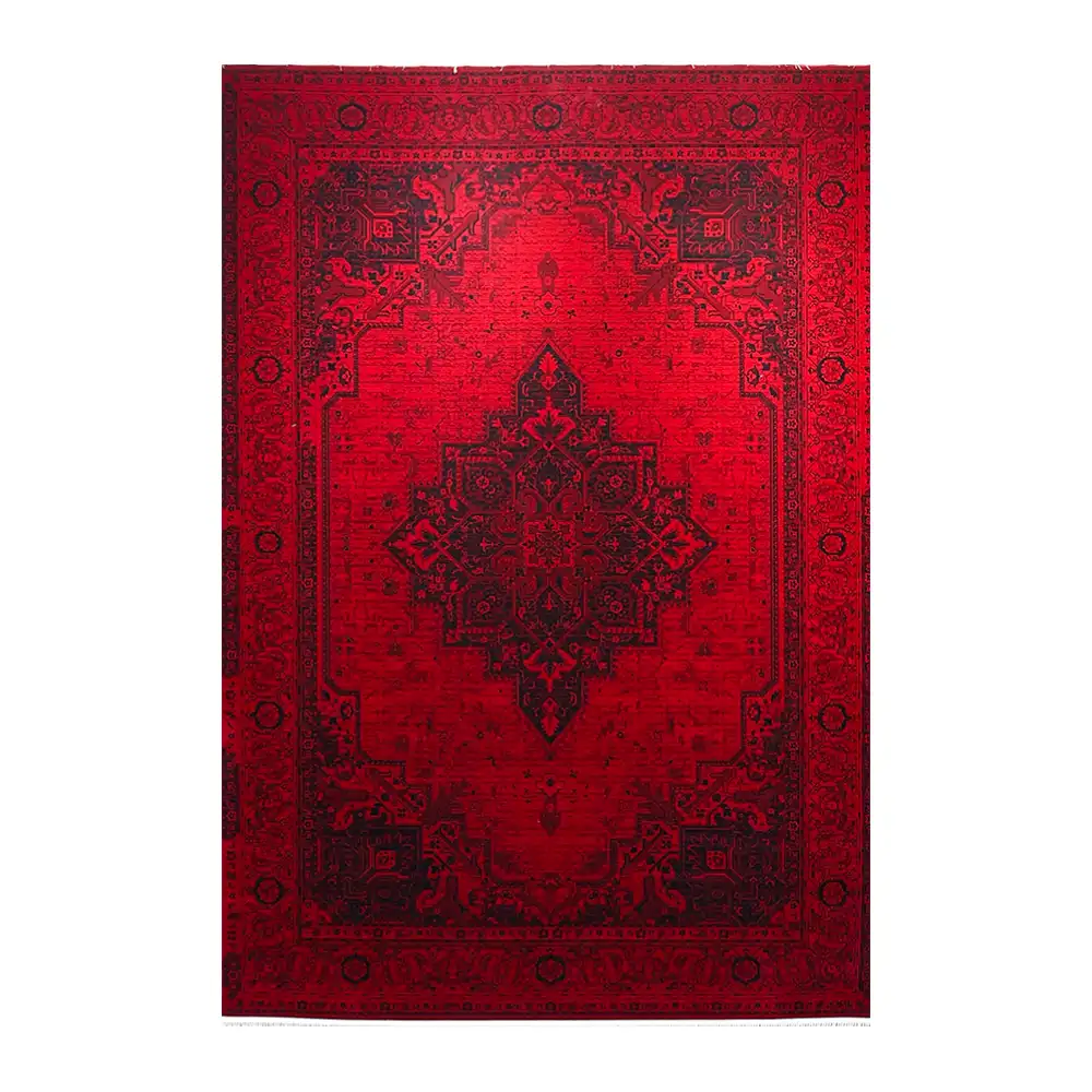 فرش ماشینی 700 شانه نگین فیروزه مدل حریص لاکی ارغوانی